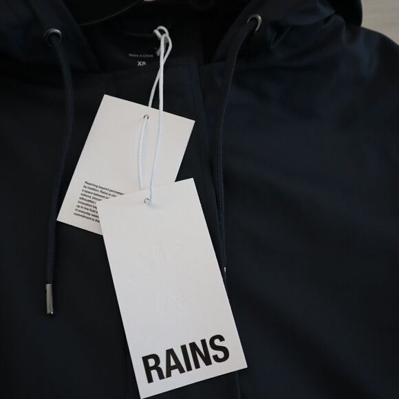 RAINS 18550 Women's Sz XS Navy Blue String Parka Waterproof Rain Jacket $155 - Picture 4 of 11